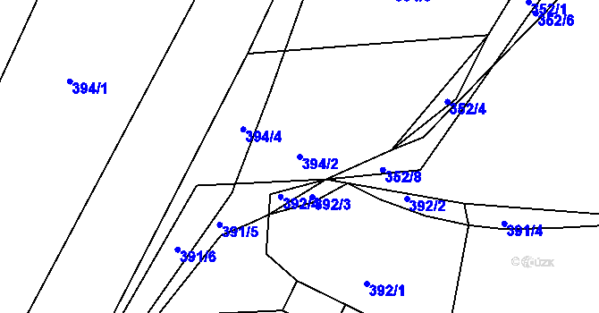 Parcela st. 394/2 v KÚ Krásná Hora nad Vltavou, Katastrální mapa