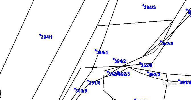 Parcela st. 394/4 v KÚ Krásná Hora nad Vltavou, Katastrální mapa