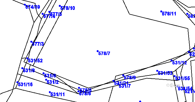 Parcela st. 578/7 v KÚ Krásná Hora nad Vltavou, Katastrální mapa