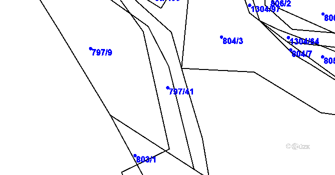 Parcela st. 797/41 v KÚ Krásná Hora nad Vltavou, Katastrální mapa