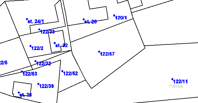 Parcela st. 122/57 v KÚ Plešiště, Katastrální mapa