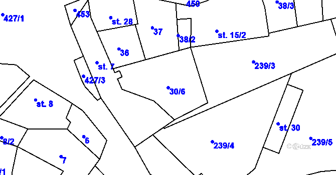 Parcela st. 30/6 v KÚ Plešiště, Katastrální mapa