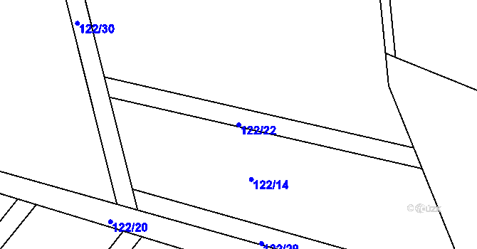 Parcela st. 122/22 v KÚ Plešiště, Katastrální mapa