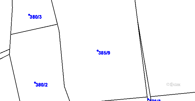 Parcela st. 385/9 v KÚ Plešiště, Katastrální mapa