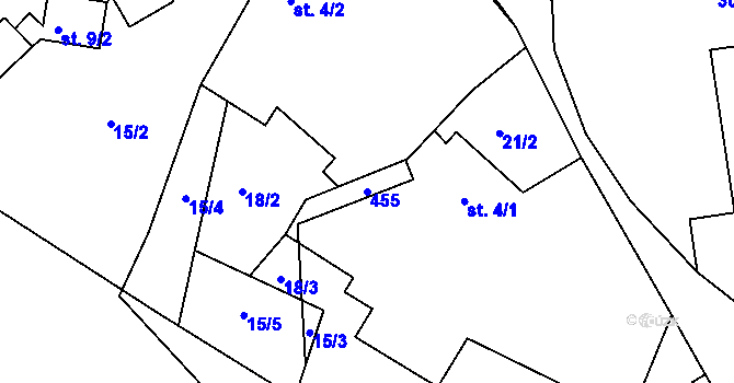 Parcela st. 455 v KÚ Plešiště, Katastrální mapa