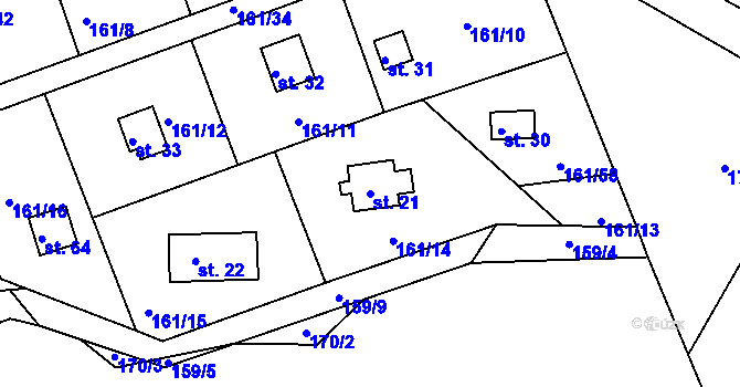 Parcela st. 21 v KÚ Švastalova Lhota, Katastrální mapa
