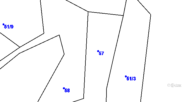 Parcela st. 57 v KÚ Švastalova Lhota, Katastrální mapa