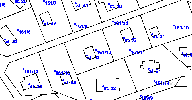 Parcela st. 161/12 v KÚ Švastalova Lhota, Katastrální mapa