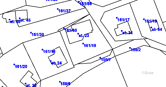 Parcela st. 161/18 v KÚ Švastalova Lhota, Katastrální mapa