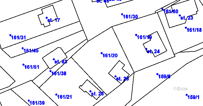 Parcela st. 161/20 v KÚ Švastalova Lhota, Katastrální mapa