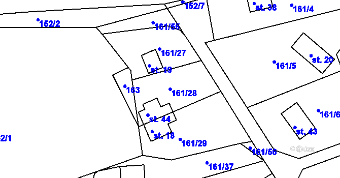 Parcela st. 161/28 v KÚ Švastalova Lhota, Katastrální mapa