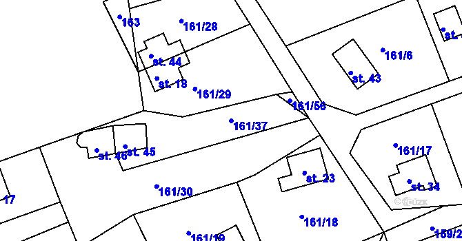 Parcela st. 161/37 v KÚ Švastalova Lhota, Katastrální mapa