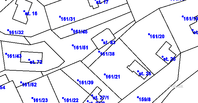 Parcela st. 161/38 v KÚ Švastalova Lhota, Katastrální mapa