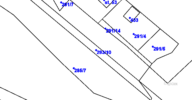Parcela st. 293/10 v KÚ Švastalova Lhota, Katastrální mapa