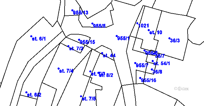 Parcela st. 44 v KÚ Vletice, Katastrální mapa