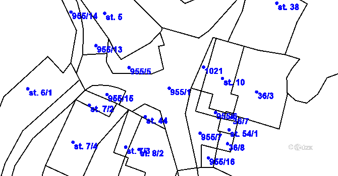 Parcela st. 955/1 v KÚ Vletice, Katastrální mapa
