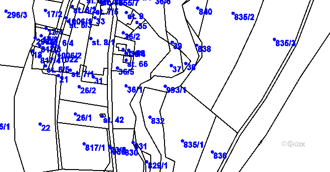 Parcela st. 993/1 v KÚ Vletice, Katastrální mapa