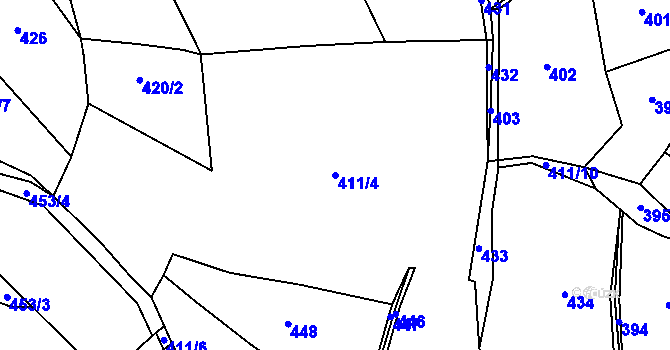 Parcela st. 411/4 v KÚ Vletice, Katastrální mapa