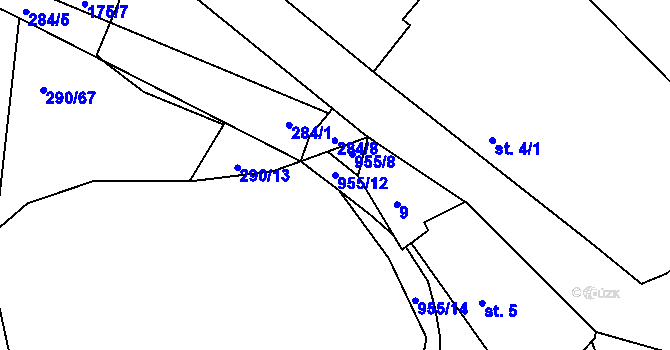 Parcela st. 955/12 v KÚ Vletice, Katastrální mapa