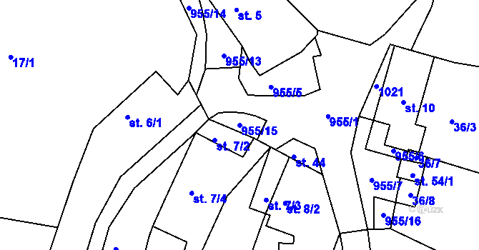 Parcela st. 955/15 v KÚ Vletice, Katastrální mapa
