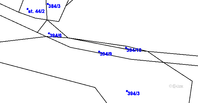 Parcela st. 394/9 v KÚ Zhoř nad Vltavou, Katastrální mapa