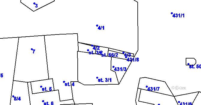 Parcela st. 66/2 v KÚ Zhoř nad Vltavou, Katastrální mapa