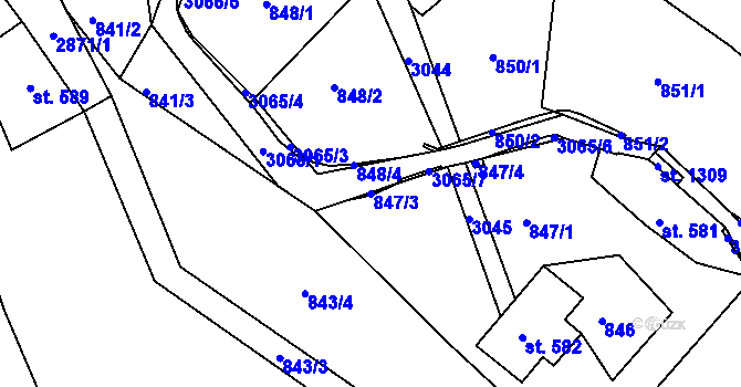 Parcela st. 847/3 v KÚ Krásná Lípa, Katastrální mapa