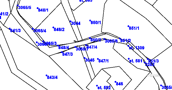 Parcela st. 847/4 v KÚ Krásná Lípa, Katastrální mapa