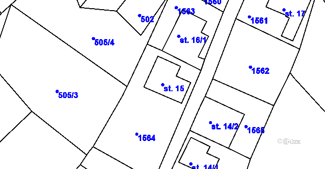 Parcela st. 15 v KÚ Krásná Lípa, Katastrální mapa