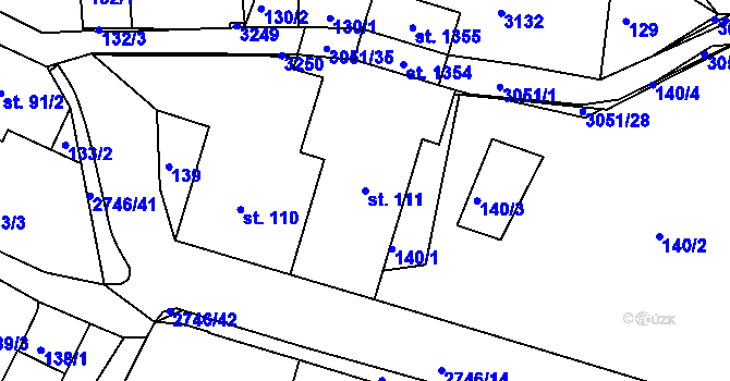 Parcela st. 111 v KÚ Krásná Lípa, Katastrální mapa