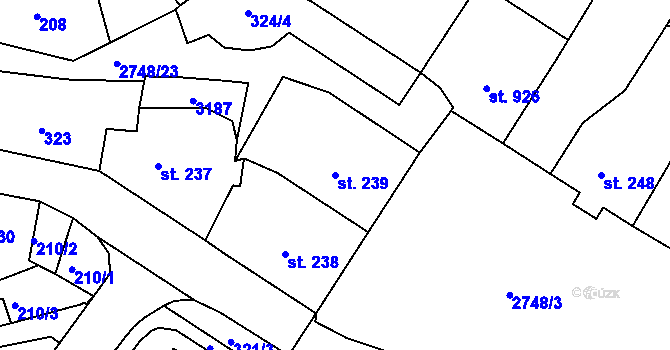 Parcela st. 239 v KÚ Krásná Lípa, Katastrální mapa