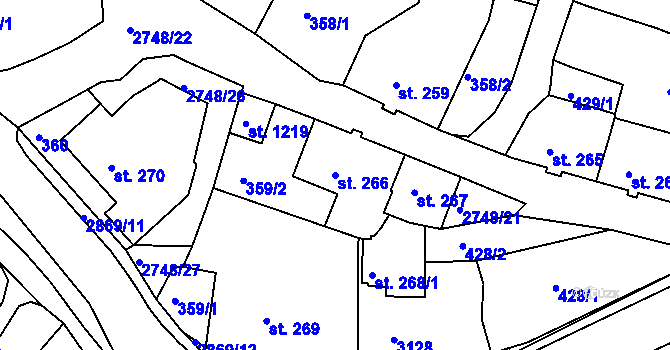 Parcela st. 266 v KÚ Krásná Lípa, Katastrální mapa