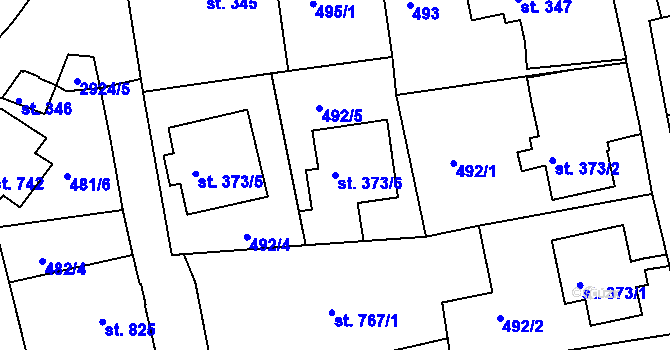 Parcela st. 373/6 v KÚ Krásná Lípa, Katastrální mapa