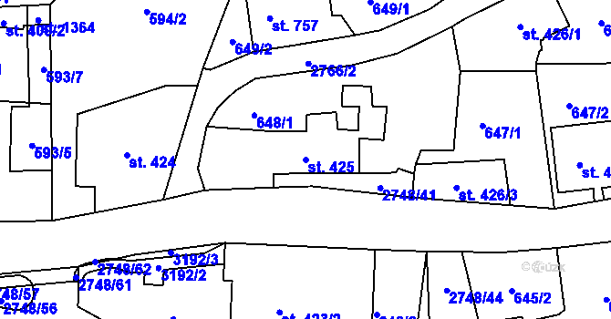 Parcela st. 425 v KÚ Krásná Lípa, Katastrální mapa