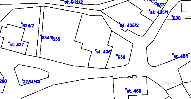 Parcela st. 436 v KÚ Krásná Lípa, Katastrální mapa