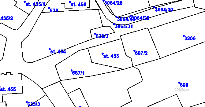 Parcela st. 453 v KÚ Krásná Lípa, Katastrální mapa