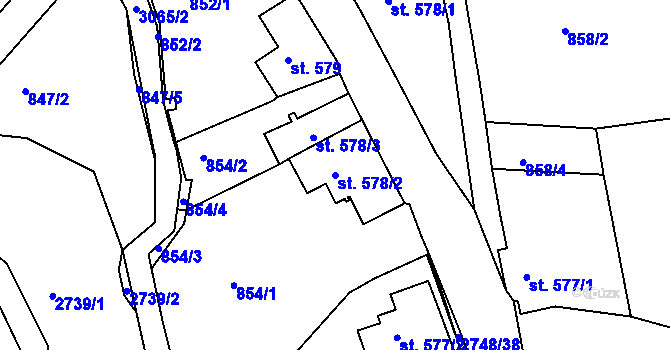 Parcela st. 578/2 v KÚ Krásná Lípa, Katastrální mapa