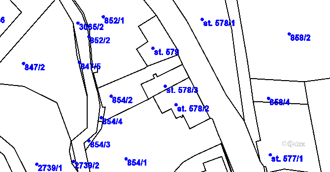 Parcela st. 578/3 v KÚ Krásná Lípa, Katastrální mapa