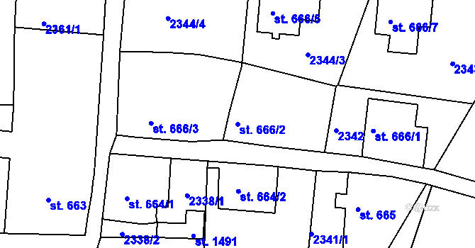 Parcela st. 666/2 v KÚ Krásná Lípa, Katastrální mapa