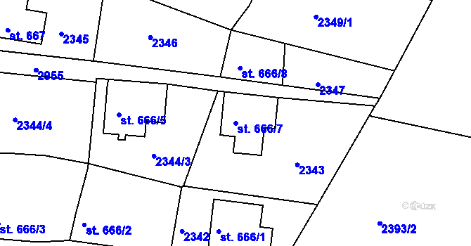 Parcela st. 666/7 v KÚ Krásná Lípa, Katastrální mapa