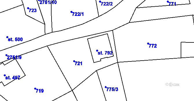 Parcela st. 792 v KÚ Krásná Lípa, Katastrální mapa