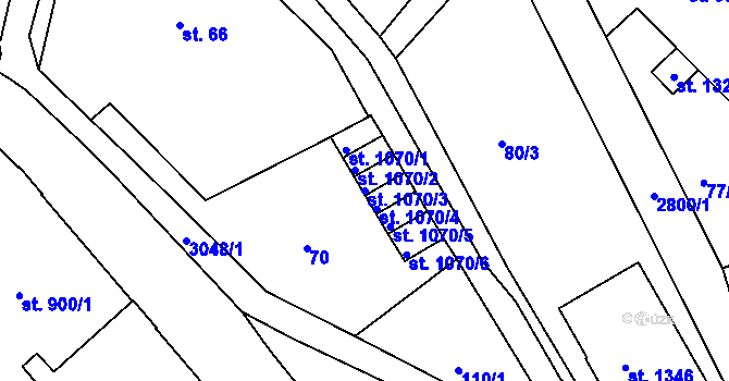Parcela st. 1070/3 v KÚ Krásná Lípa, Katastrální mapa