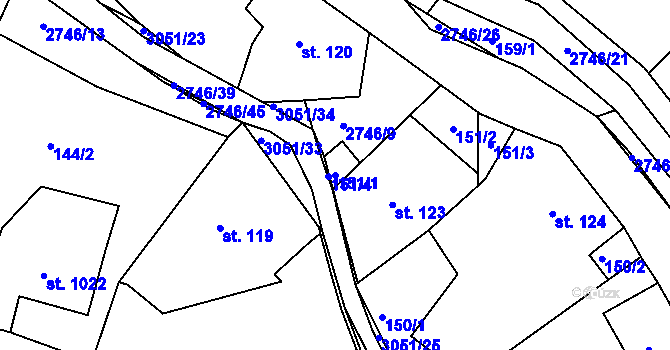 Parcela st. 151/1 v KÚ Krásná Lípa, Katastrální mapa