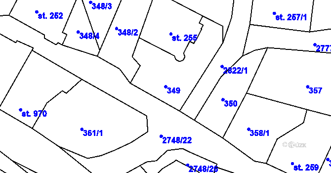 Parcela st. 349 v KÚ Krásná Lípa, Katastrální mapa