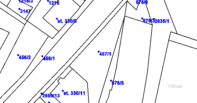 Parcela st. 457/1 v KÚ Krásná Lípa, Katastrální mapa