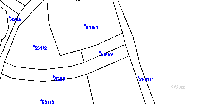 Parcela st. 610/2 v KÚ Krásná Lípa, Katastrální mapa