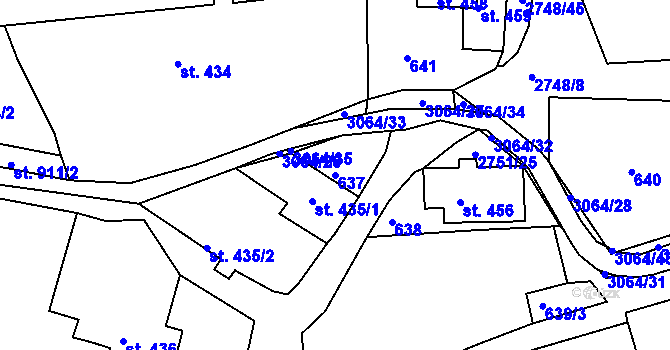 Parcela st. 637 v KÚ Krásná Lípa, Katastrální mapa