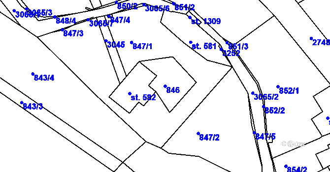 Parcela st. 846 v KÚ Krásná Lípa, Katastrální mapa