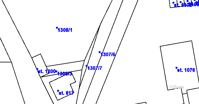 Parcela st. 1307/6 v KÚ Krásná Lípa, Katastrální mapa