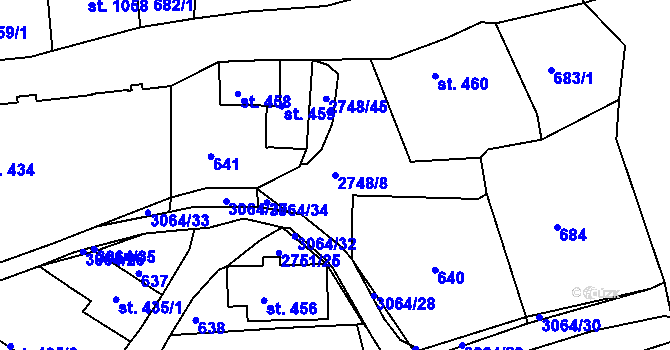 Parcela st. 2748/8 v KÚ Krásná Lípa, Katastrální mapa